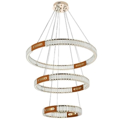 PENDENTE LED CRISTAL GULT 40/60/80CM 98W 3000K OURO BRILHO NORDECOR 2899