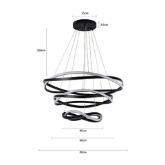 PENDENTE LED EUNI ODI 40/60/80CM 173W 3000K PT NORDECOR 2879