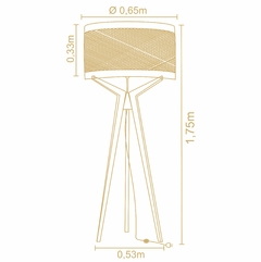 LUMINÁRIA DE PISO NAVI CÚPULA TELA NATURAL PALHA - Madelustre 2928 - comprar online