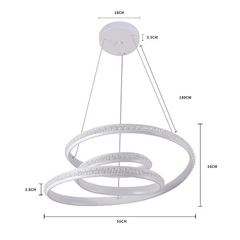 PENDENTE LED KILE CRISTAL 55W 3000K BRANCO Nordecor 2341 - Martan Lustres