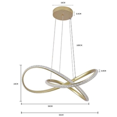 PENDENTE LED LABRA CRISTAL 47W 3000K DOURADO NORDECOR 2340 - loja online