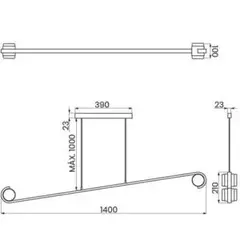 PENDENTE BELLO CURVA SUPERIOR / INFERIOR 1400X100X210MM 28W LED USINA DESIGN 52090 - comprar online