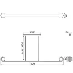 PENDENTE BELLO CURVA SUPERIOR 1400X100X110MM LED 28W USINA DESIGN 52091 - Martan Lustres