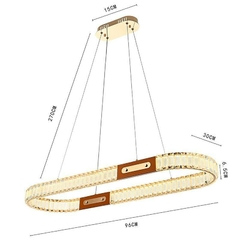 PENDENTE LED CRISTAL GULTY 30*96CM 40W 3000K OURO BRILHO NORDECOR 2900 - loja online