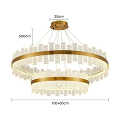 Imagem do PENDENTE LED LOWY 60+100CM 80W 3000K DOURADO BRILHO NORDECOR 2763