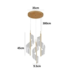 PENDENTE LED RUBAN 3MOD. 27W 3000K DOURADO FOSCO NORDECOR 2486 - loja online