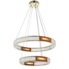 PENDENTE LED CRISTAL GULTY 40/60CM 51W 3000K OURO BRILHO NORDECOR 2898