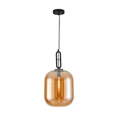 PENDENTE GLIVE PRETO E27 VIDRO ÂMBAR NORDECOR 2428 - comprar online