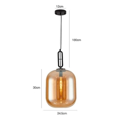 PENDENTE GLIVE PRETO E27 VIDRO ÂMBAR NORDECOR 2428