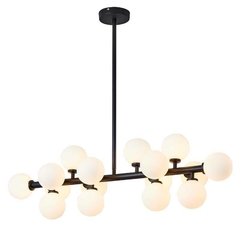 PENDENTE DORNAN JABUTICABA PRETO 16 GLOBOS LEITOSO - NORDECOR 2423 - Martan Lustres