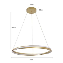 Imagem do PENDENTE LED EUNI 60CM 56W 3000K DOURADO FOSCO NORDECOR 2871