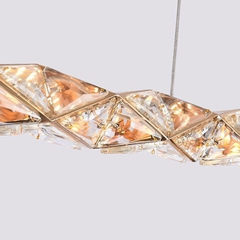 PENDENTE LED CRISTAL KAZY ORI 90CM 14W 3000K OURO BRILHO NORDECOR 2884 - Martan Lustres