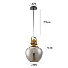 Imagem do Pendente Tion Ape Ø30cm 1*E27 Ouro Fosco e Vidro Fumê Nordecor 2586