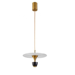 PENDENTE LED SOWA 10W 3000K PRETO E DOURADO FOSCO NORDECOR 2579 - comprar online