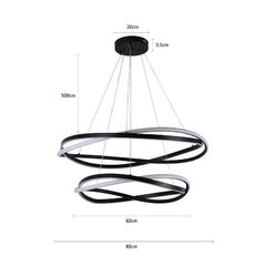 PENDENTE LED EUNI ODI 60/80CM 135W 3000K PT NORDECOR 2877 - comprar online