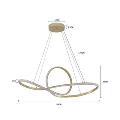 PENDENTE LED WARI CRISTAL 49 W 3000k DOURADO Nordecor 2329