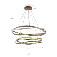 PENDENTE LED EUNI ODI 60/80CM 135W 3000K DOURADO FOSCO NORDECOR 2878 na internet