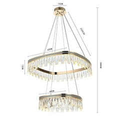 PENDENTE LED CRISTAL STENNA 40/60CM 47W 3000K OURO BRILHO NORDECOR 2896 - loja online