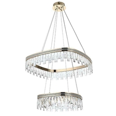 PENDENTE LED CRISTAL STENNA 40/60CM 47W 3000K OURO BRILHO NORDECOR 2896 - comprar online