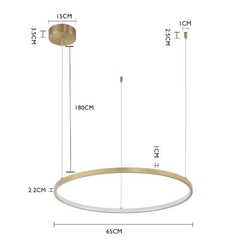 Imagem do PENDENTE REDONDO LED DAIRE Ø65CM 28W 3000K DOURADO FOSCO NORDECOR 2236