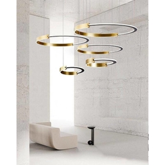 Imagem do PENDENTE LED UOLI ANI Ø30/40/60/80/100CM 380W 3000K PRETO OURO FOSCO NORDECOR 2578