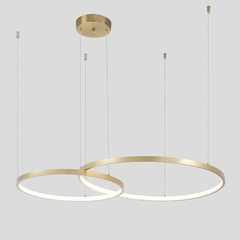 PENDENTE LED DAIRE REDONDO 45/60CM 49W 3000K DOURADO FOSCO NORDECOR 2237 - comprar online