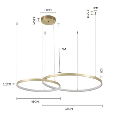 Imagem do PENDENTE LED DAIRE REDONDO 45/60CM 49W 3000K DOURADO FOSCO NORDECOR 2237