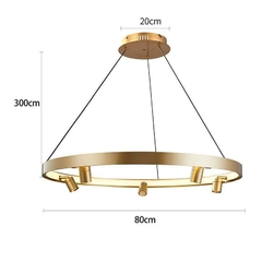 PENDENTE LED LILLA Ø80CM C/3M 5*3W+37W 3000K OURO FOSCO - NORDECOR 2542