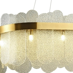 Pendente Retangular Nexia Dourado e Vidro Transparente (c)35cm (l)100cm (a)28cm 12 x G9 Bella BC004 - comprar online