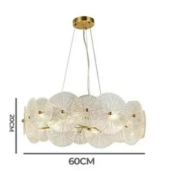 PENDENTE MEDEA DOURADO / TRANSPARENTE (D)60CM (A)20CM 12XG9 MAX 40W BELLA JO012S - Martan Lustres