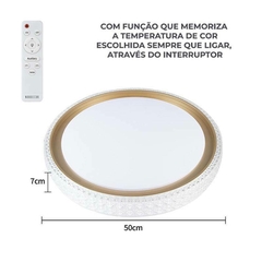 Imagem do PLAFON LED RED. KENLE 50CM 36W 3000K/4000K/6.5000K C/ CONTROLE MEMORIA DOURADO NORDECOR 2665