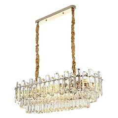 PENDENTE CRISTAL KOINE ON 26* 80CM 12*E14 OURO BRILHO NORDECOR 2910