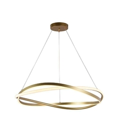 PENDENTE LED EUNI ODI 80CM 77W 3000K DOURADO FOSCO NORDECOR 2876