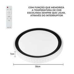 PLAFON LED RED. KENLE 50CM 36W 3K/4K/6.5K C/ CONTROLE MEMORIA PT NORDECOR 2664 na internet