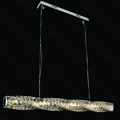 PENDENTE LED Φ120CM 64W 6400LM 3000K BIVOLT METAL CROMADO+CRISTAL SINDORA DCD02818