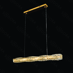 PENDENTE Φ120CM 64W 6400LM 3000K BIVOLT INOX DOURADO+CRISTAL TRANSPARENTE SINDORA DCD02897