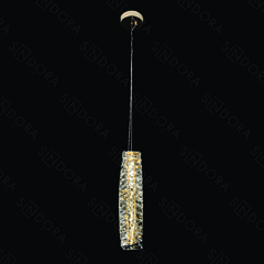 PENDENTE 46CM X 9CM 20W 2000LM 3000K BIVOLT INOX DOURADO+CRISTAL TRANSPARENTE SINDORA DCD02898