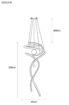 PENDENTE LED INOX DOURADO E SILICONE 45CM x 100CM 74W 3000K SINDORA DCD01276 - comprar online