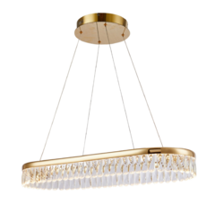 PENDENTE RETANGULAR DROP DOURADO POLIDO LED 80CM X 30CM 27W 3000K USINA IMPORTS UI20365/80DR