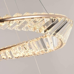 PENDENTE LED CRISTAL LEZIE 40+60CM 71W 3000K OURO BRILHO NORDECOR 2737 - Martan Lustres