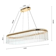 Imagem do PENDENTE LED CRISTAL GOULI 30* 90CM 36W 2700K OURO BRILHO NORDECOR 2893