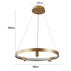 Imagem do PENDENTE LED LILLA Ø60CM C/3M 3*3W+39W 3000K OURO FOSCO - NORDECOR 2540