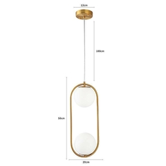 PENDENTE GLOBO RING DUO Ø20CM 2*E27 DOURADO NORDECOR 2105