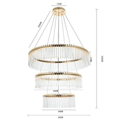 PENDENTE LED CRISTAL GOULI 40/60/80CM 98W 2700K OURO BRILHO NORDECOR 2892 - loja online