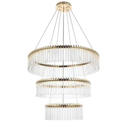 PENDENTE LED CRISTAL GOULI 40/60/80CM 98W 2700K OURO BRILHO NORDECOR 2892