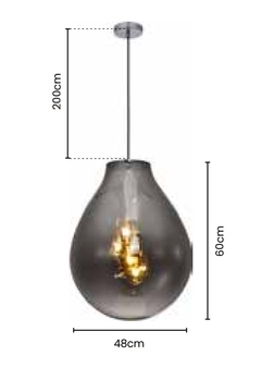 Pendente Tommy Caju Fumê e Cromado Ø48cm x H60cm Bivolt SKY 3039FG Skylight - comprar online