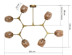 PENDENTE ARTICULÁVEL HIVE METAL DOURADO E VIDRO CHAMPAGNE 105CM X 93CM SKY 3029-1 SKYLIGHT + 7 LÂMPADAS G45 4W 3000K na internet