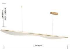 PENDENTE PAPIER 150CM DOURADO E ACRÍLICO TRANSPARENTE 3 METROS DE CABO 42W 3000K SKYLIGHT 4076 - comprar online