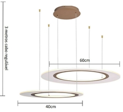 PENDENTE BATEAU Ø60xØ40CM DOURADO E ACRÍLICO TRANSPARENTE 3 METROS DE CABO 86W 3000K SKYLIGHT 4074 - comprar online