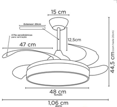 Imagem do Ventilador de Teto Pás Retrátil Air Martan 2020 Imbuia com Controle Remoto